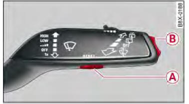 Audi Q3. Abb. 10 Scheibenwischerhebel: Fahrerinformationssystem bedienen
