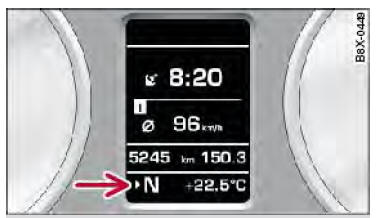 Audi Q3. Abb. 8 Kombiinstrument: Schaltanzeige Leerlaufstellung