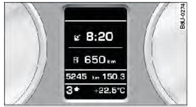 Audi Q3. Abb. 4 Kombiinstrument: Display ohne Fahrerinformationssystem
