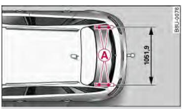 Audi Q3. Abb. 100 Lage der Befestigungspunkte, Draufsicht