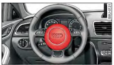 Audi Q3. Abb. 153 Fahrer-Airbag im Lenkrad