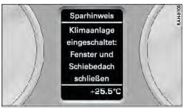 Audi Q3. Abb. 18 Kombiinstrument: Beispiel für Sparhinweis
