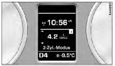 Audi Q3. Abb. 19 Kombiinstrument: Anzeige 2-Zylinder-Modus