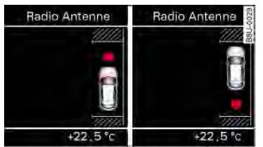 Audi Q3. Abb. 131 Kombiinstrument: Mehrmaliges Rangieren in einer Parklücke