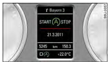 Audi Q3. Abb. 85 Kombiinstrument: Motor abgestellt (Stop-Phase)