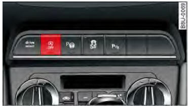 Audi Q3. Abb. 87 Mittelkonsole: Taste für Start-Stop-System