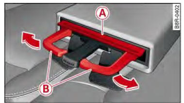 Audi Q3. Abb. 66 Mittelarmlehne hinten: Getränkehalter hinten*