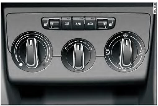 Audi Q3. Abb. 79 Bedienelemente der Heizungs-/Belüftungsanlage bzw. manuellen Klimaanlage