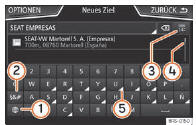 Seat Ateca. Abb. 165 Eingabemaske mit Bildschirmtastatur.