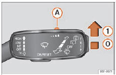 Seat Ateca. Abb. 119 Scheibenwischerhebel: Regensensor einstellen A 