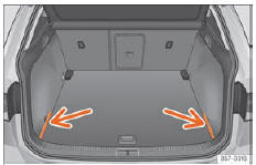 Seat Ateca. Abb. 134 Im Gepäckraum: Abdeckungen zum Verstauen der Gepäckraumabdeckung