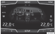 Seat Ateca. Abb. 155 Bildschirm von Easy Connect: Menü Klimaanlage