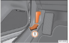 Seat Ateca. Abb. 308 Entriegelungshebel im Fahrerfußraum.