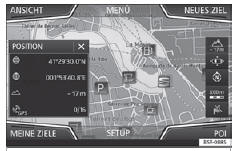 Seat Ateca. Abb. 206 Anzeigen und Funktionsflächen auf der Kartendarstellung.