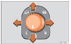 Seat Ateca. Abb. 121 Ausschnitt aus der Fahrertür: Drehknopf für den Außenspiegel