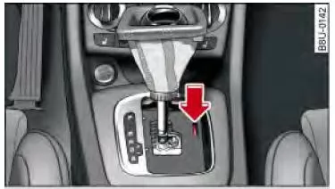 Audi Q3. Abb. 95 Wählhebel: Notentriegeln
