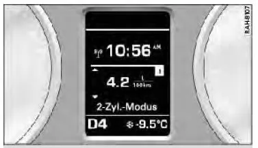 Audi Q3. Abb. 19 Kombiinstrument: Anzeige 2-Zylinder-Modus