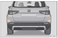 Seat Ateca. Abb. 275 Heckansicht des Fahrzeugs: Bereiche der Radarsensoren.