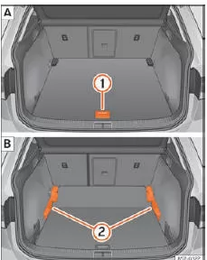 Seat Ateca. Abb. 136 Variabler Gepäckraumboden: (A) Hochstellung; (B) Tiefstellung