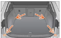 Seat Ateca. Abb. 138 Im Gepäckraum: Verzurrösen.