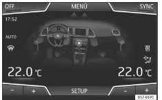 Seat Ateca. Abb. 155 Bildschirm von Easy Connect: Menü Klimaanlage