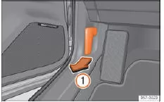 Seat Ateca. Abb. 308 Entriegelungshebel im Fahrerfußraum.