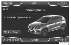 Seat Ateca. Abb. 222 Prinzipdarstellung: Fahrzeugstatus.