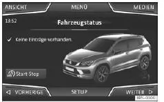 Seat Ateca. Abb. 84 Easy Connect: Menü Fahrzeug.