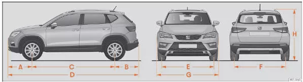 Seat Ateca. Abb. 323 Abmessungen