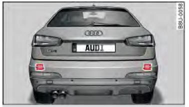 Audi Q3. Abb. 110 Fahrzeugheck: Position der Sensoren