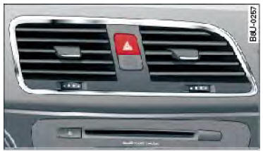Audi Q3. Abb. 44 Mittelkonsole: Taste für Warnblinkanlage