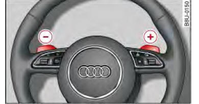 Audi Q3. Abb. 93 Lenkrad: Manuelles Schalten mit den Schaltwippen*