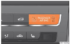 Seat Ateca. Abb. 18 Instrumententafel: Kontrollleuchte für Abschaltung der Beifahrerairbags.